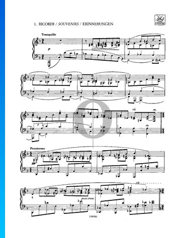 Partition Quatre pièces pour piano, op. 4 n° 1 : Réminiscence
