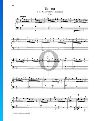 Partition Sonate en Mi mineur, K. 292