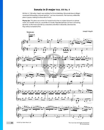 Sonata in D Major, Hob. XVI No. 4 Sheet Music