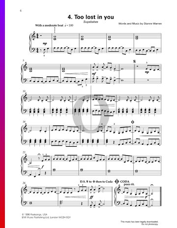 Too Lost In You Partitura