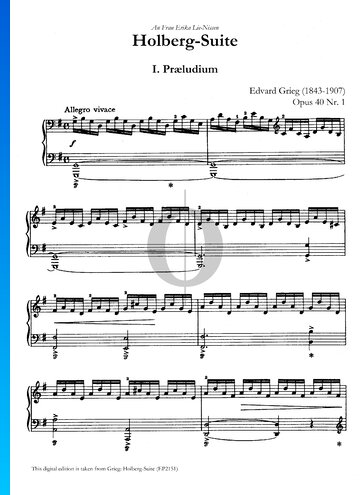 Holberg Suite, Op. 40: Prelude bladmuziek