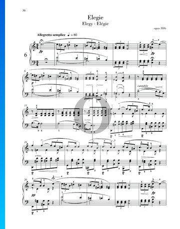 Lyric Pieces, Op. 38 No. 6: Elegy Spartito