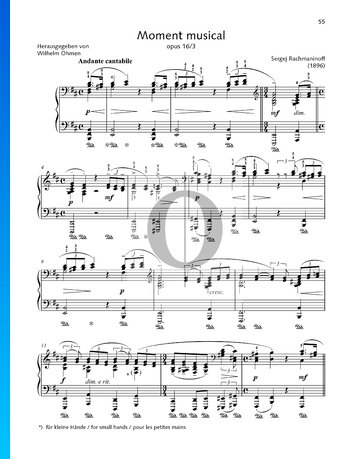 Moment Musical, Op. 16 No. 3 Partitura