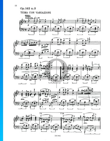 Theme with Variations, Op. 142 No. 3, D 935 bladmuziek