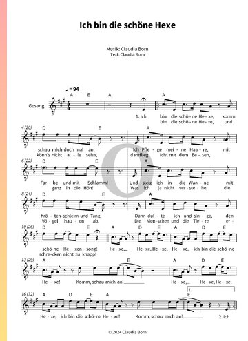 Ich bin die schöne Hexe Sheet Music