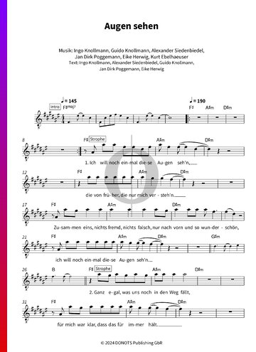 Augen sehen Sheet Music