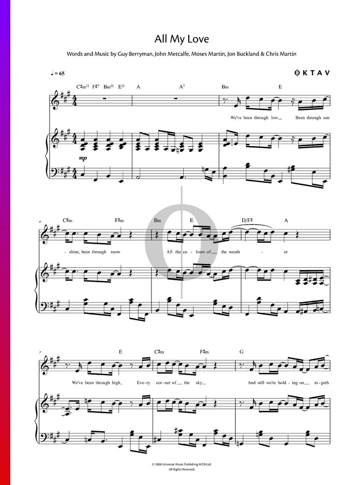 All My Love Sheet Music Pdf Free Download