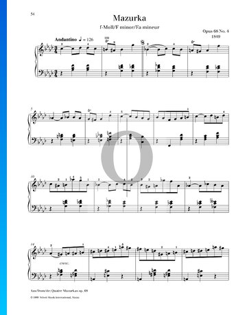 Mazurka in f-Moll, Op. 68 Nr. 4 Musik-Noten