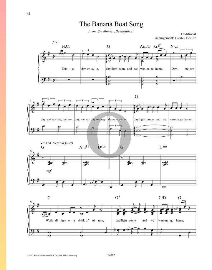 The Banana Boat Song (Carsten Gerlitz) Piano Sheet Music OKTAV