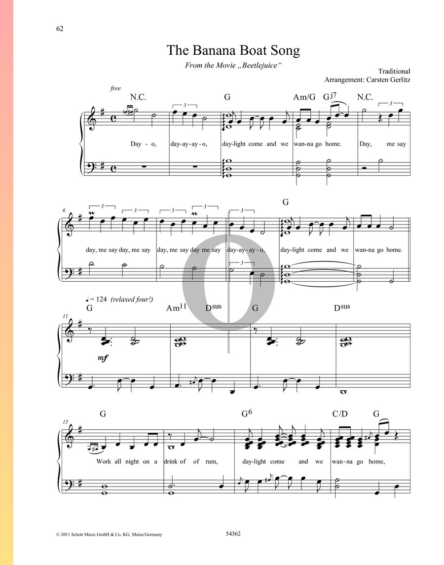 The Banana Boat Song (Carsten Gerlitz) Piano Sheet Music OKTAV