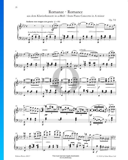 Romanze aus dem Klavierkonzert in a-Moll, Op. 7/2