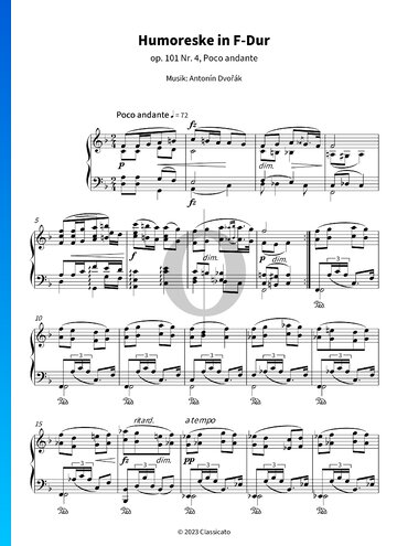 Humoresque, Op. 101 No. 4 bladmuziek