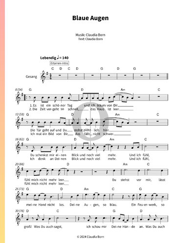 Blaue Augen Sheet Music