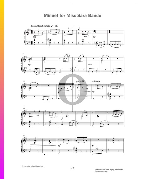 Minuet For Miss Sara Bande Sheet Music
