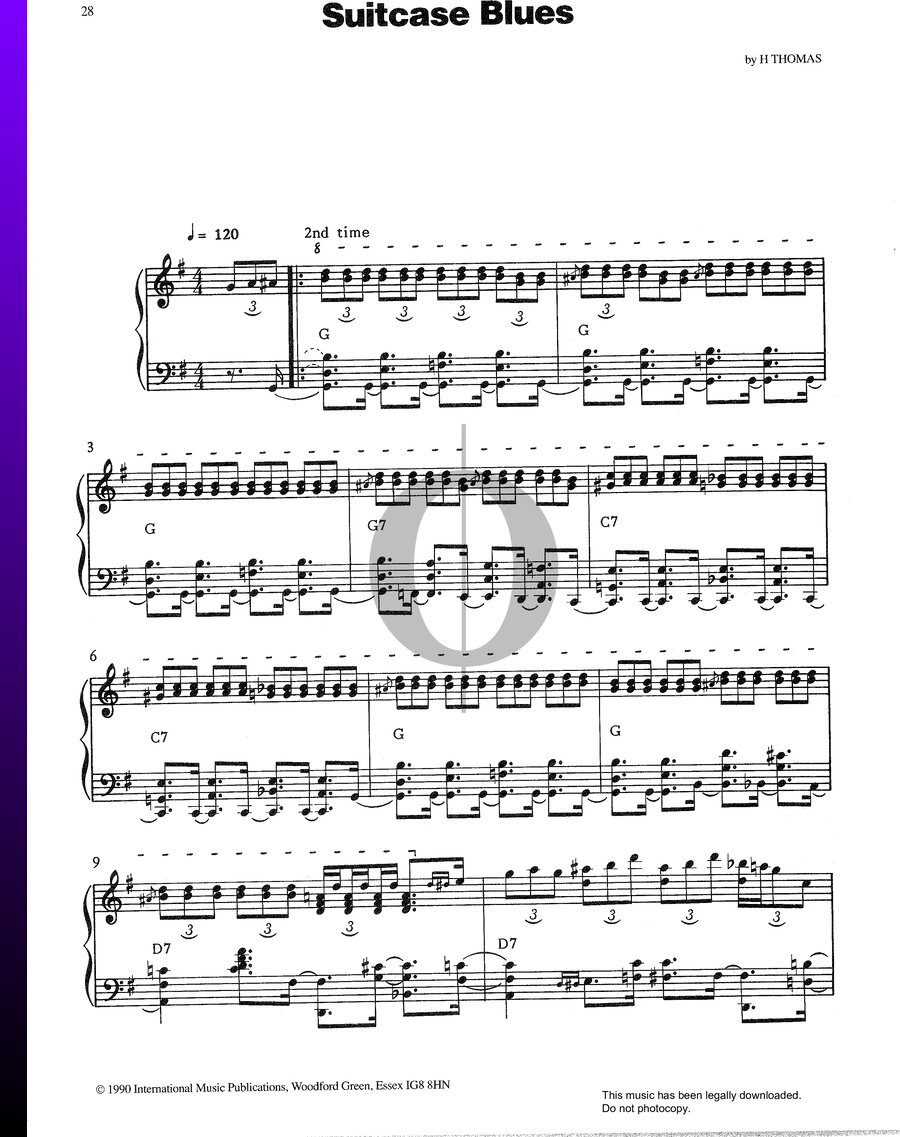 Suitcase Blues (Hersal Thomas) Piano Sheet Music OKTAV