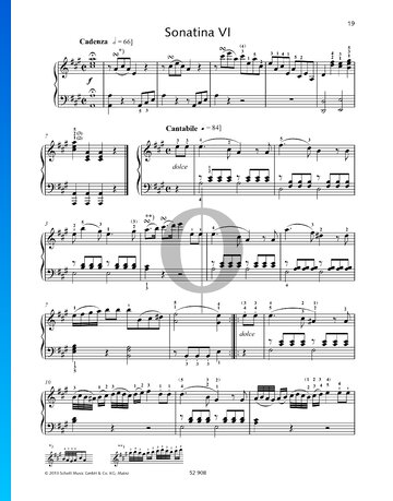 Sonatina in A Major, Op. 41 No. 6 Spartito