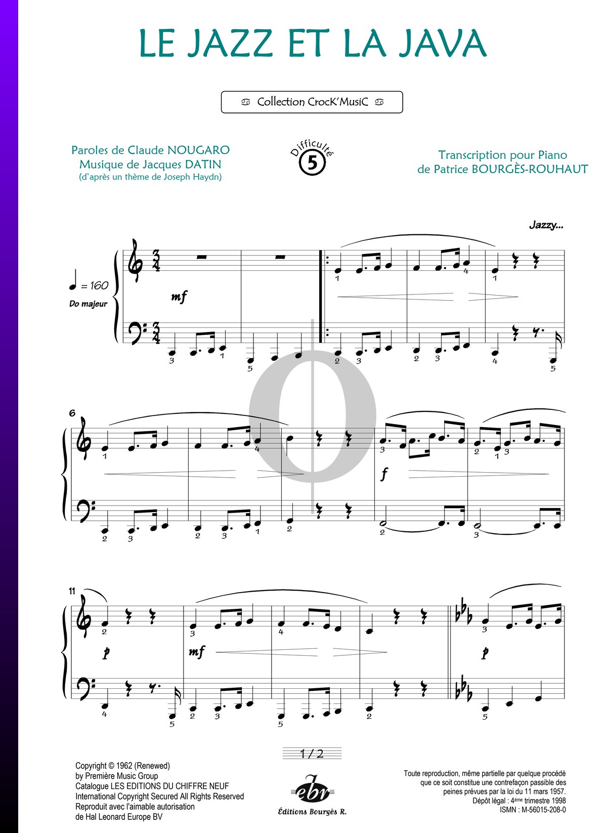 Le Jazz et la Java (Claude Nougaro) Piano Sheet Music - OKTAV