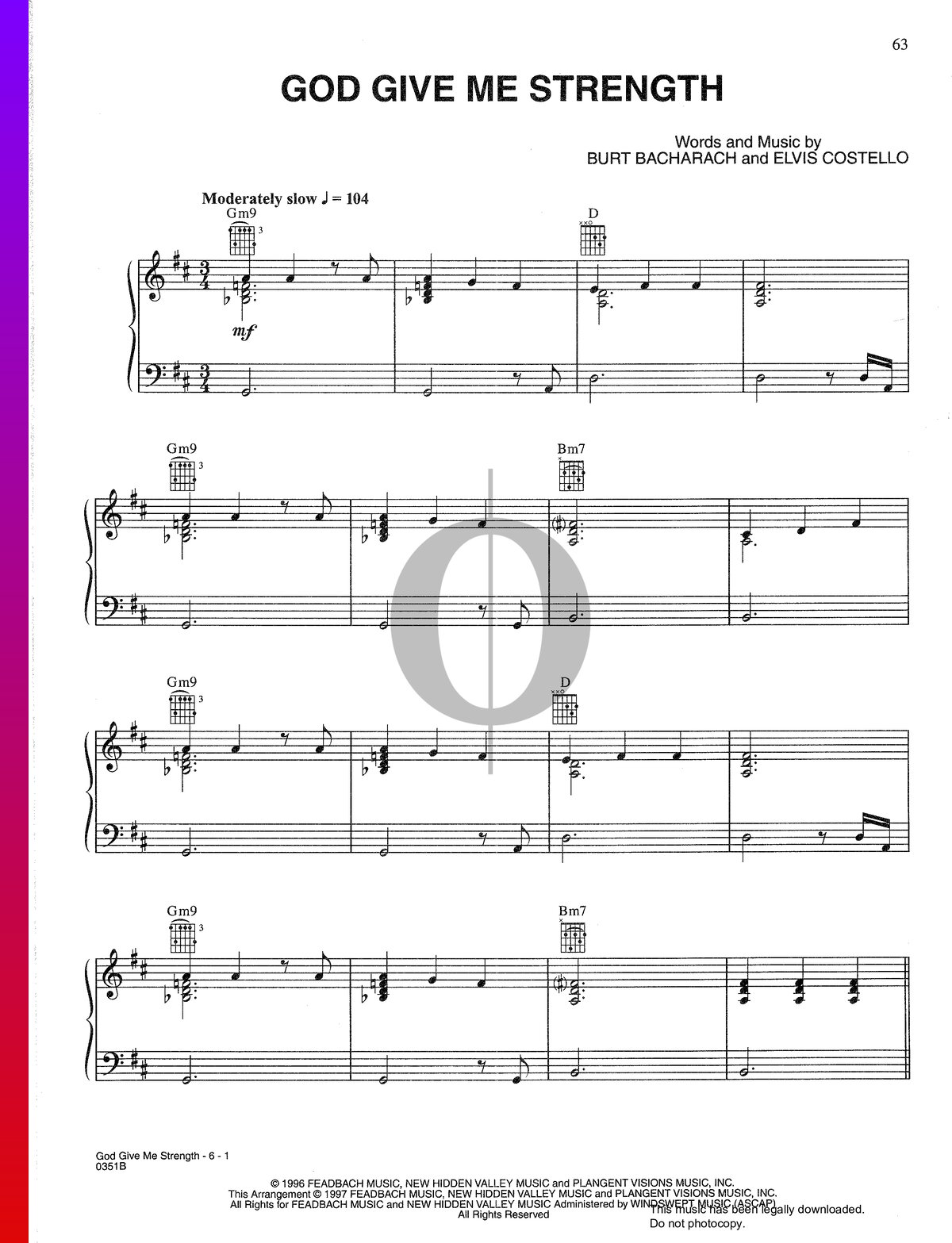 God Give Me Strength Door Elvis Costello Piano Bladmuziek Piano 