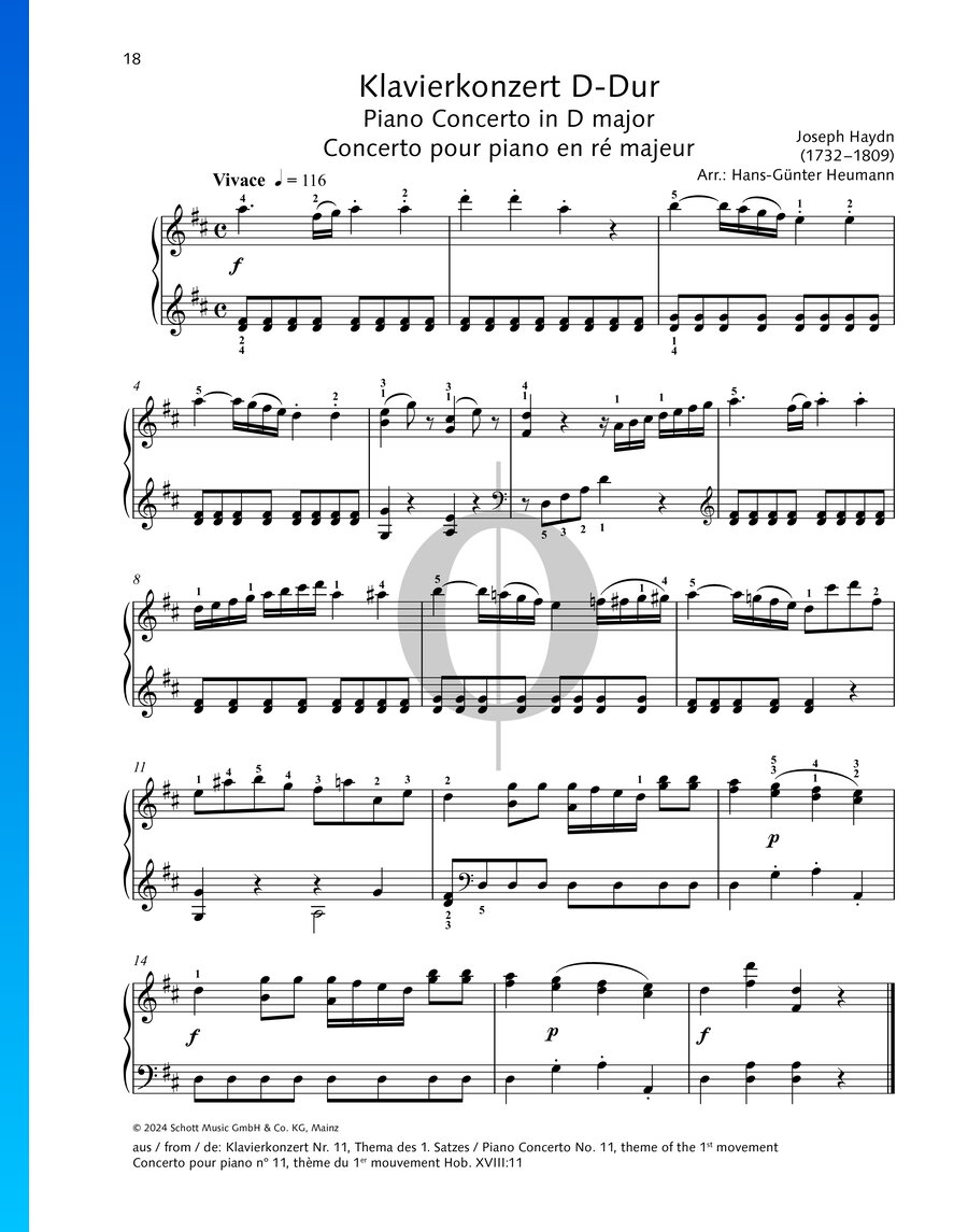 Piano Concerto No. 11 in D Major: 1. Vivace (Franz Joseph Haydn) Piano ...