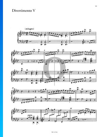Partition Sonate n° 5 en Fa mineur : Divertimento