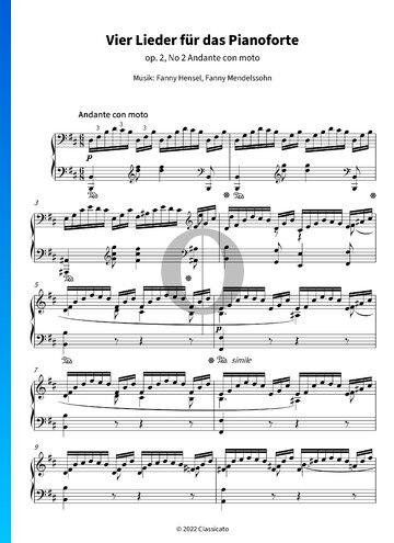 Partition Vier Lieder für das Pianoforte, Op. 2 No. 2 Andante con moto