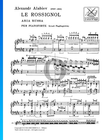 Le Rossignol, Russian Aria Sheet Music