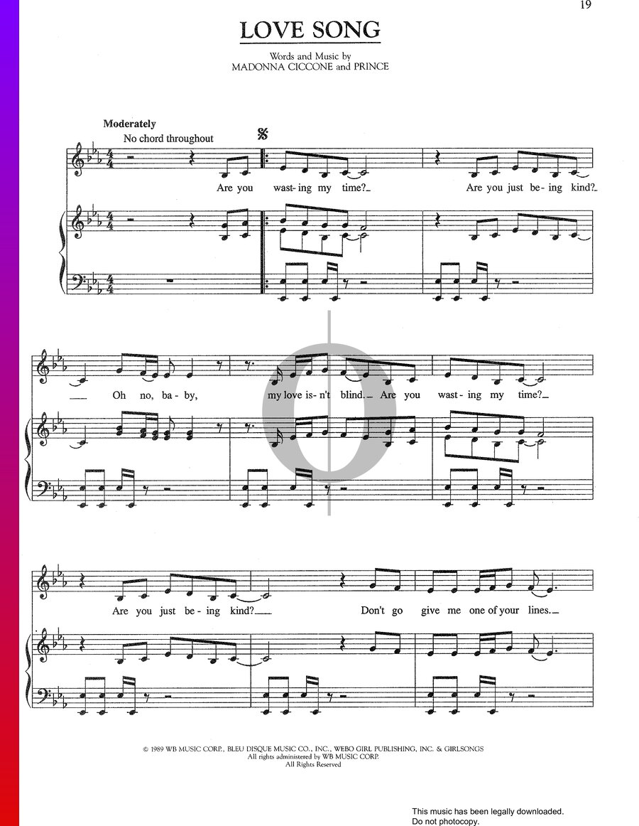 Love Song (Madonna) Piano Sheet Music - OKTAV