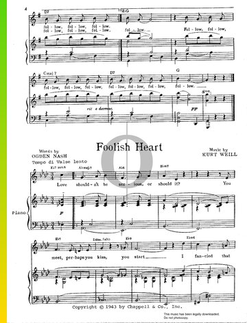 Foolish Heart Sheet Music