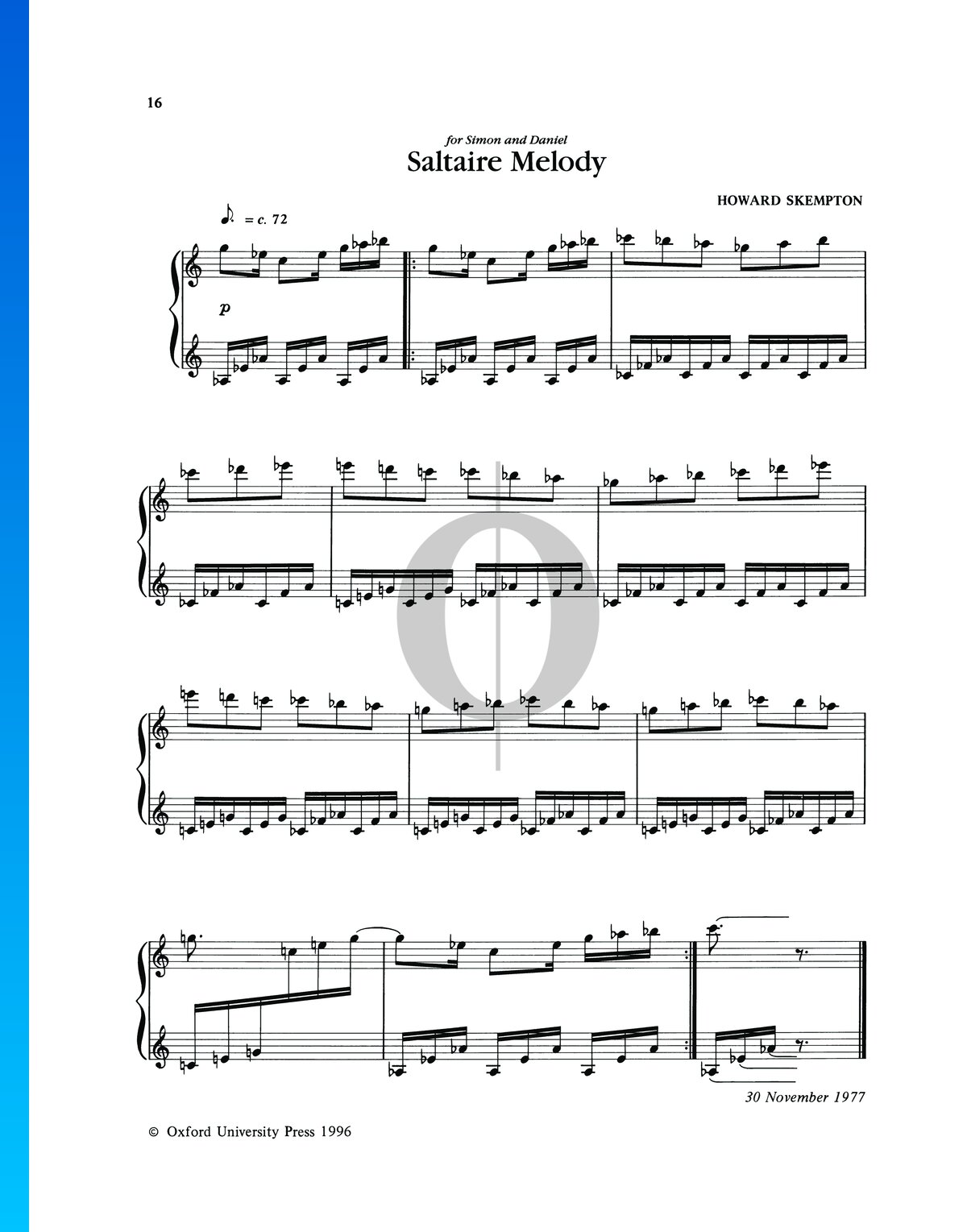 Saltaire Melody (Howard Skempton) Piano Sheet Music - OKTAV