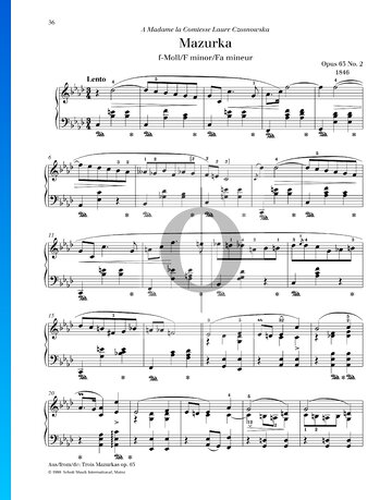 Mazurka in F Minor, Op. 63 No. 2 Partitura