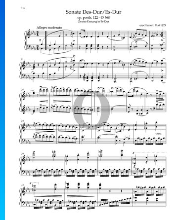 Sonata in E-flat Major, op. posth. 122 – D. 568 Spartito