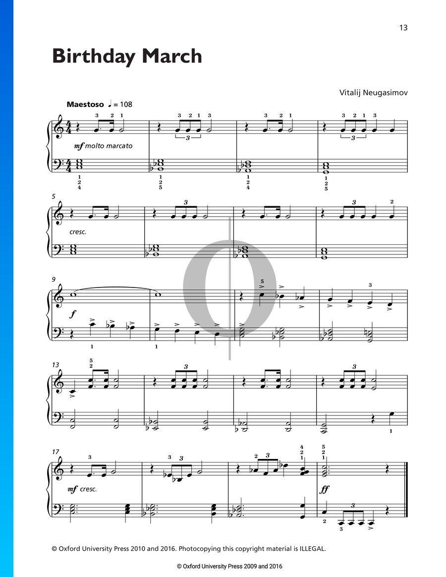 Birthday March Vitalij Neugasimov Piano Sheet Music Oktav 2948