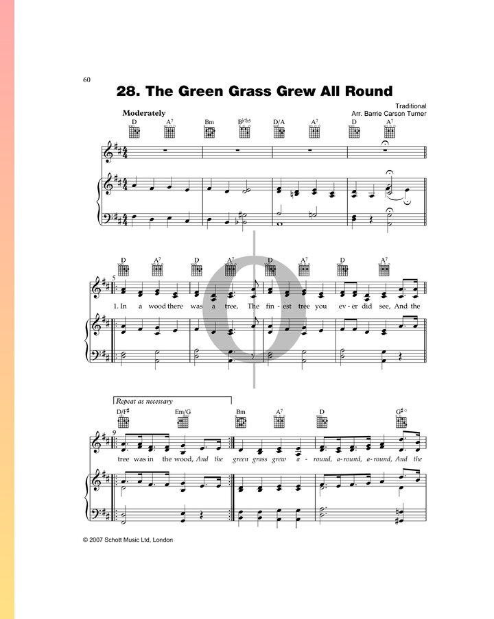 The Green Grass Grew All Round (Anonymous) Piano Sheet Music OKTAV