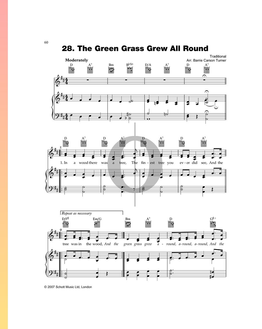The Green Grass Grew All Round (Anonymous) Piano Sheet Music OKTAV