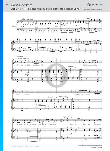 The Magic Flute, KV 620: Recit and Aria O zittre nicht, mein lieber Sohn! Partitura