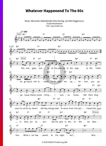 Whatever Happenend To The 80s Partitura