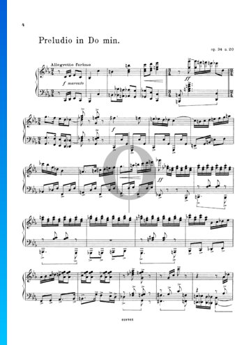 Prelude in C Minor, Op. 34 No. 20 Spartito
