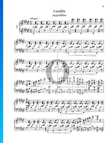 Suite Española No. 1, Op. 47: 7. Castilla (Seguidillas) Partitura