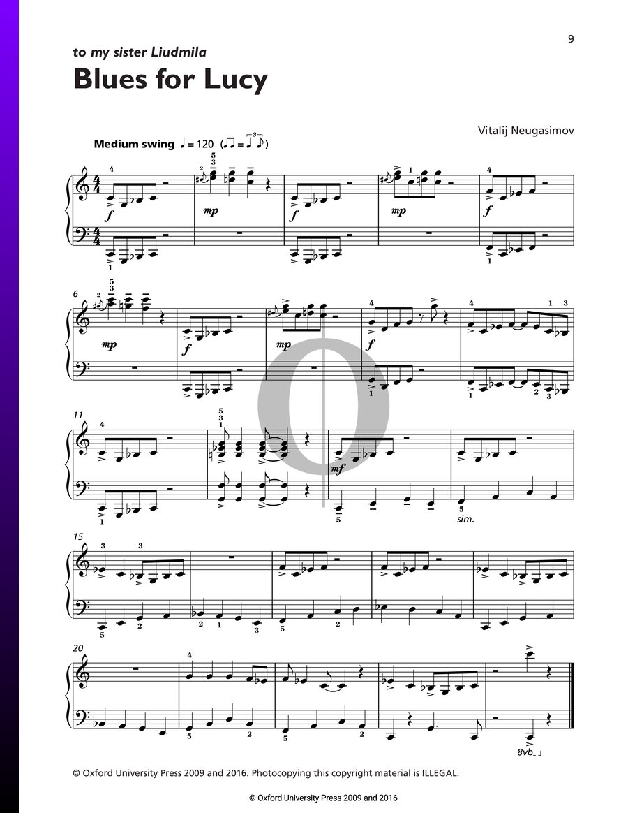 Blues For Lucy Vitalij Neugasimov Piano Sheet Music Oktav 1800