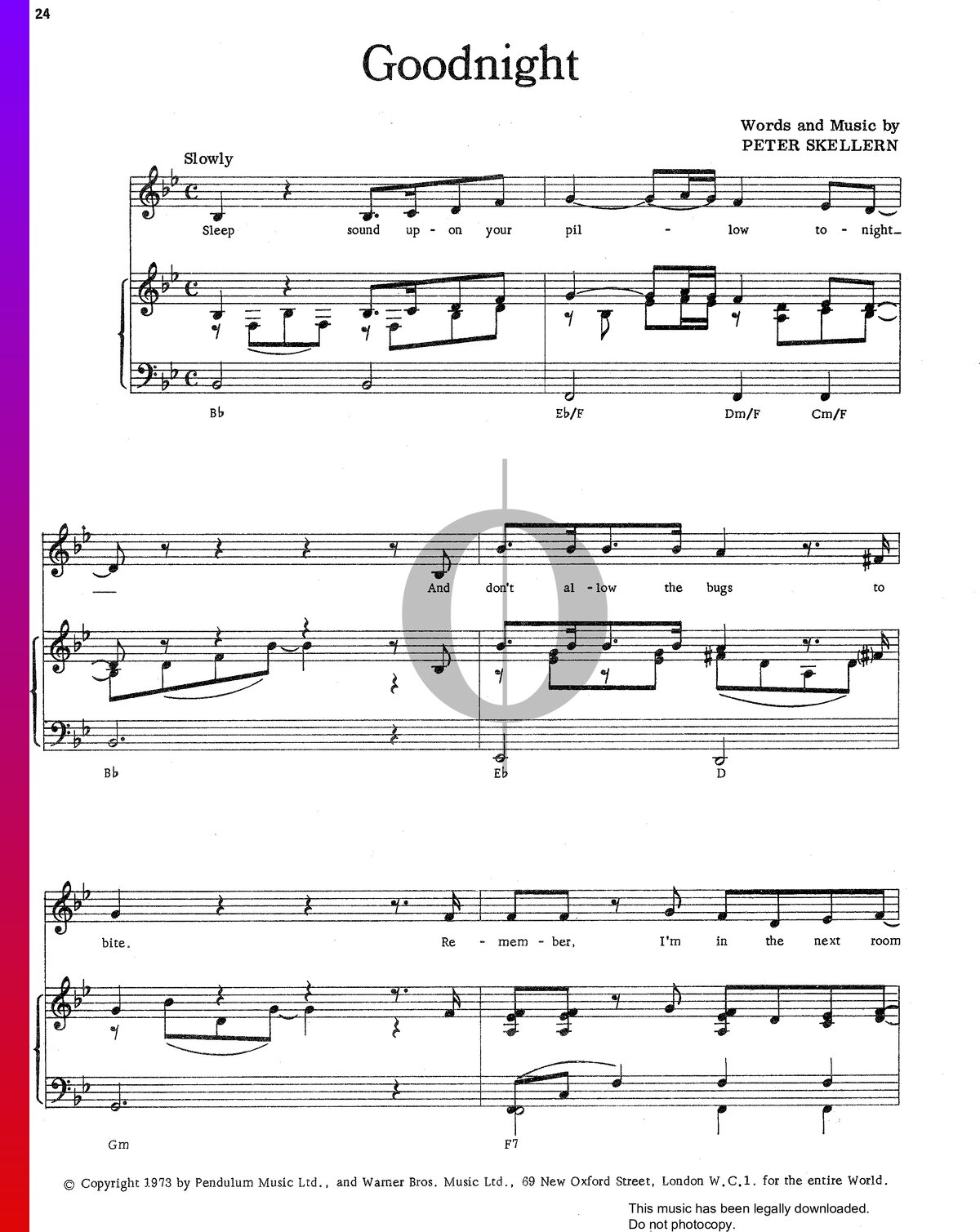 Goodnight Sheet Music (Piano, Voice) - OKTAV