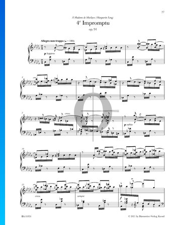 Impromptu, Nr. 4 Op. 91 Musik-Noten