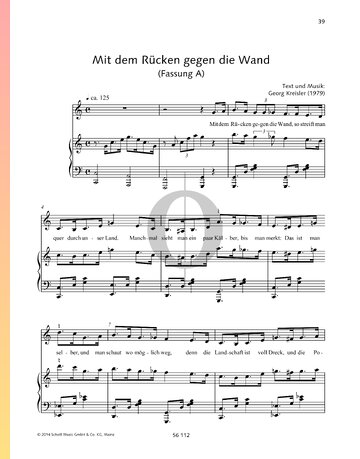 Mit dem Rücken gegen die Wand Sheet Music