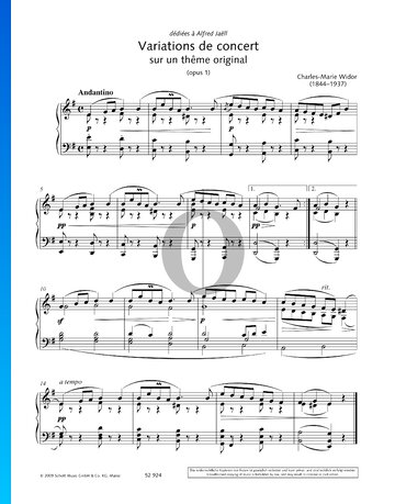 Partition Variations de concert sur un thême original, Op. 1