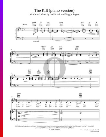 The Kill (piano version) Partitura