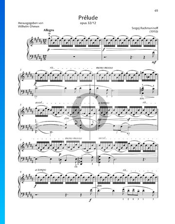 Prélude gis-Moll, Op. 32 Nr. 12 Musik-Noten