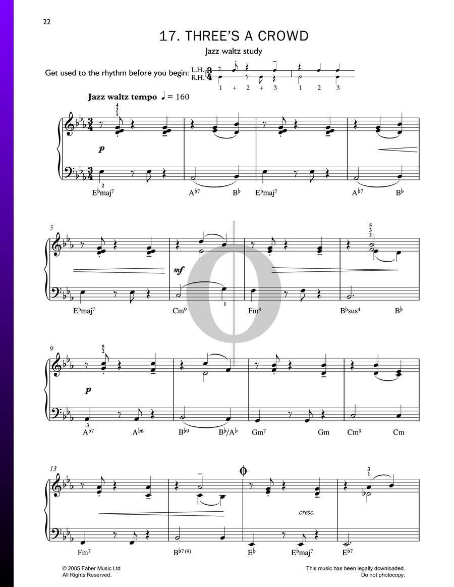 Three’s A Crowd (John Kember) Piano Sheet Music - OKTAV