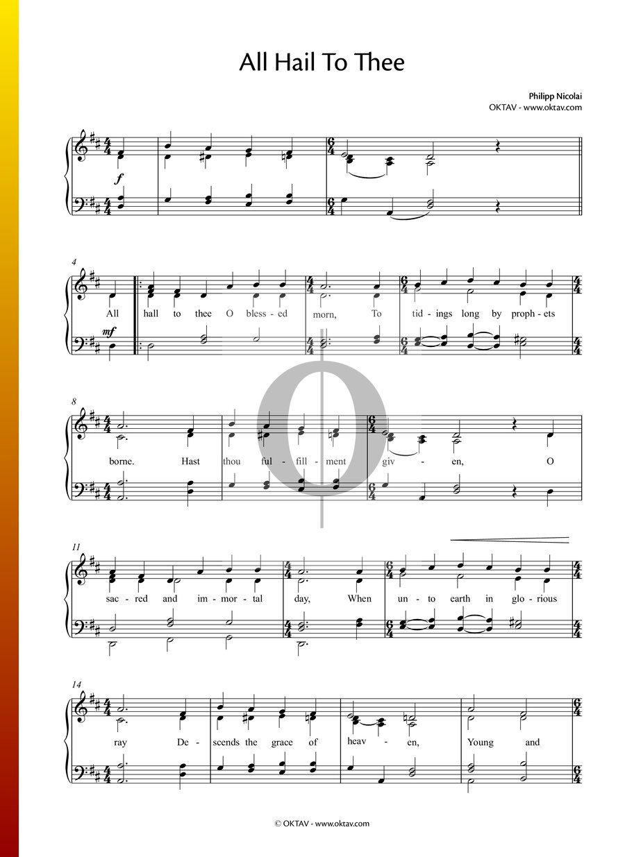 All Hail To Thee (Philipp Nicolai) Piano Sheet Music - OKTAV