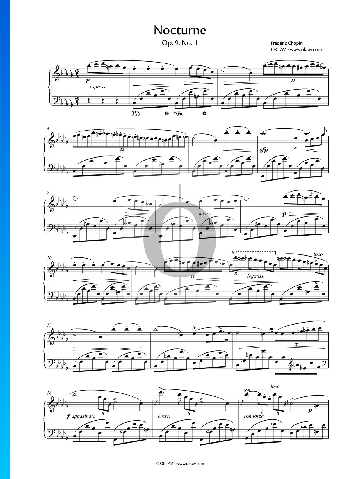 Nocturne　▷　solo)　Si　(Piano　bémol　»　majeur,　Partition　n°　Frédéric　Chopin　OKTAV　en　op.