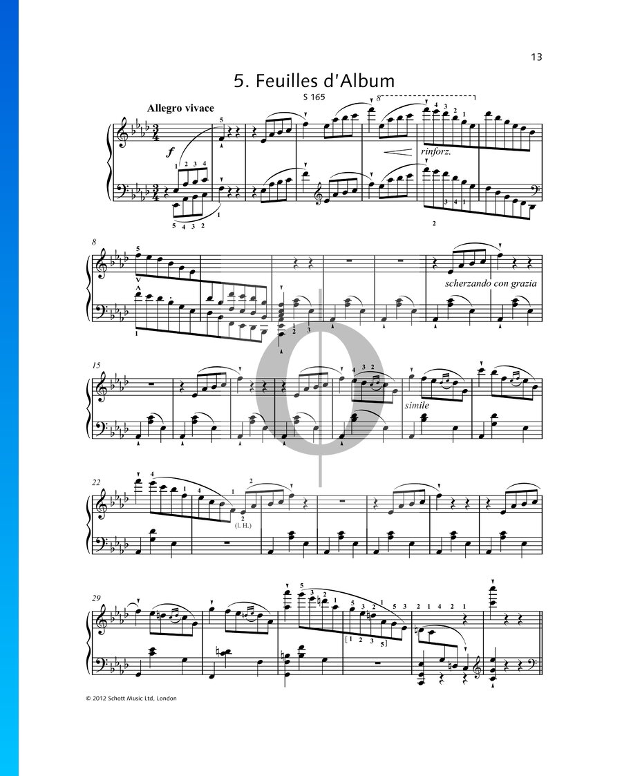Feuilles d’Album, S.165 (Franz Liszt) Piano Sheet Music OKTAV