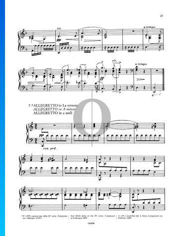 Little Songs, Series 3: No. 4 Allegretto in A Minor Sheet Music